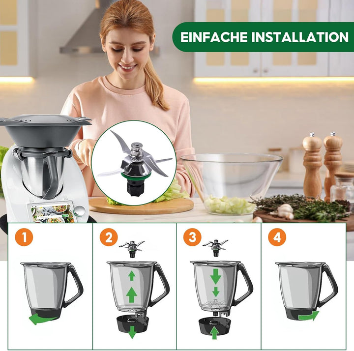 Messer für Thermomix TM5 TM6 TM7, Edelstahl Mixmesser mit Dichtring, Ersatzmesser für Vorwerk Küchen
