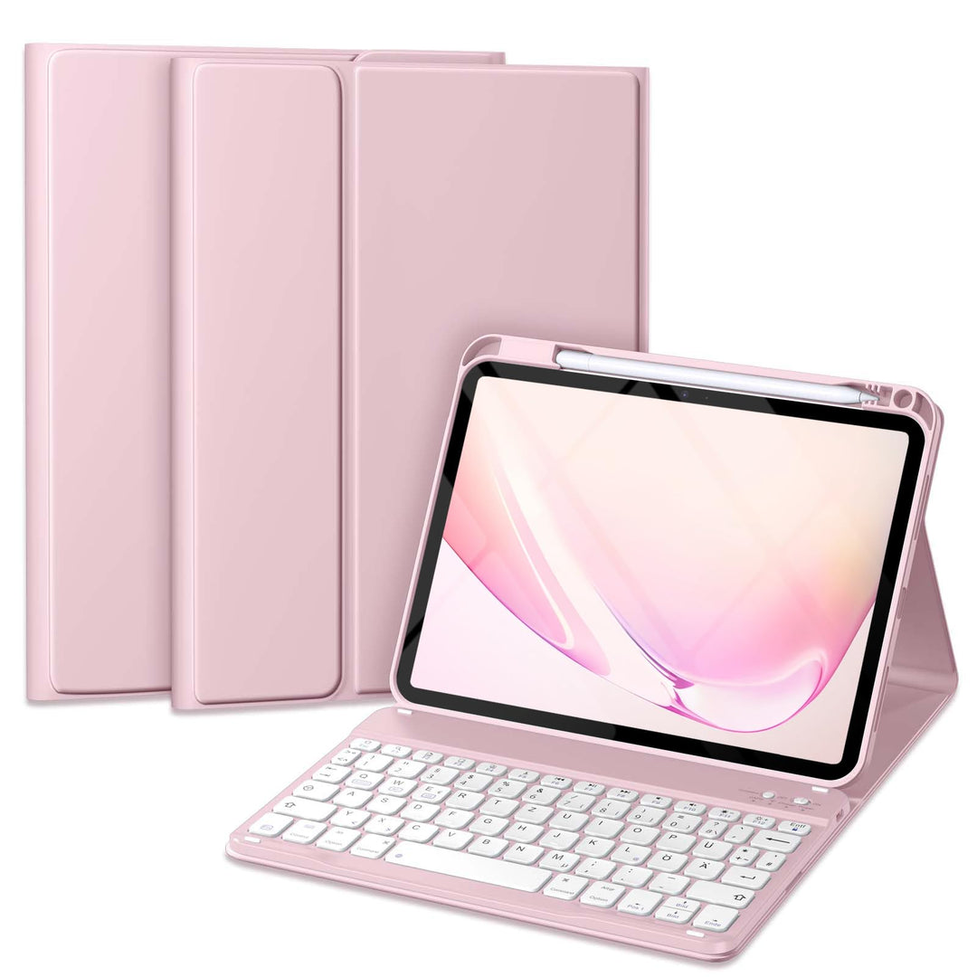 Vobafe Hülle mit Tastatur für iPad A16 11/10 Generation (2025/2022, 10,9/11 Zoll), Magnetisch Abnehm