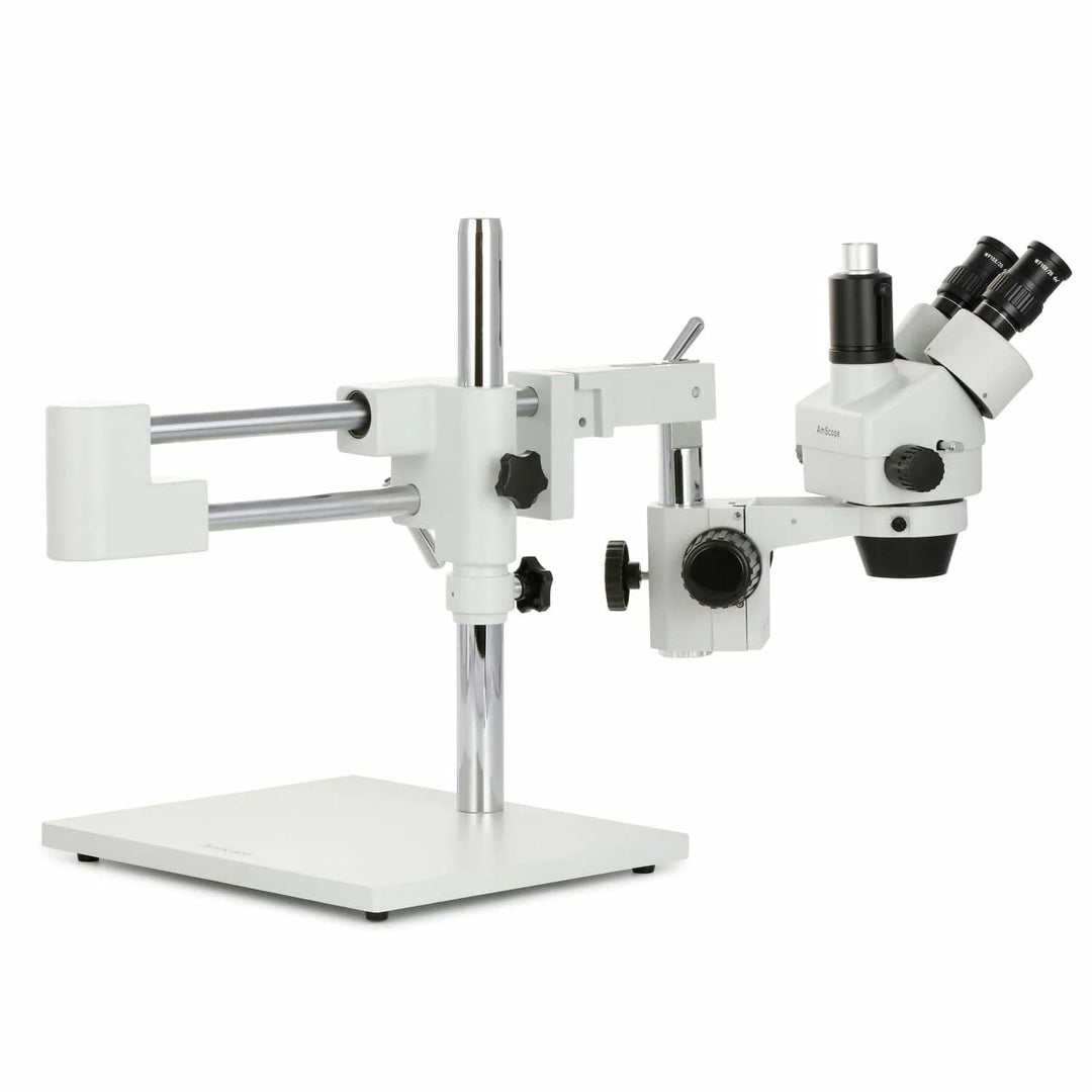 AmScope SM-4TZZ-144A Trinokulares Stereomikroskop mit 4-Zonen-144-LED-Ringlicht, 3.5X-180X, Weiss