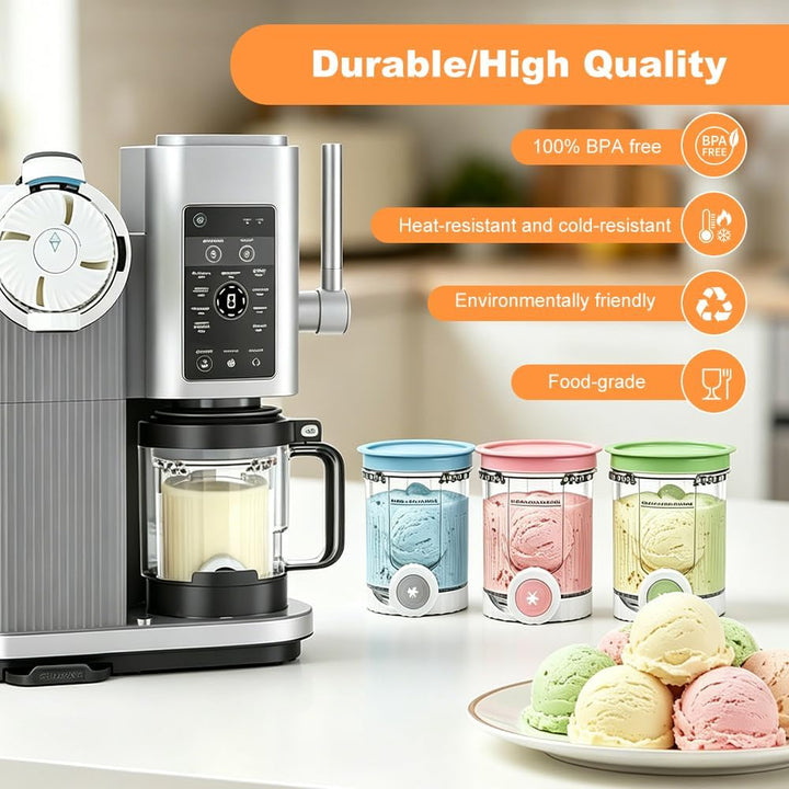 4 Stück Ninja Swirl Creami Behälter, 480 ml Eisbehälter für Ninja Creami NC701 & NC700 Serie Eismasc
