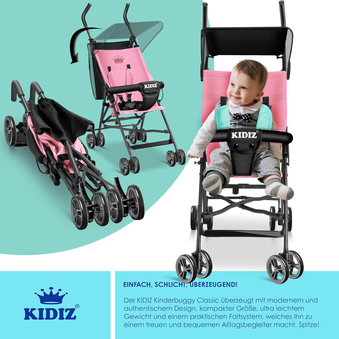 KIDIZ® Kinderwagen CITY Buggy Kinderbuggy klappbar Sportwagen Faltbar 360° 4-Zoll-Räder Inkl. Sonnen