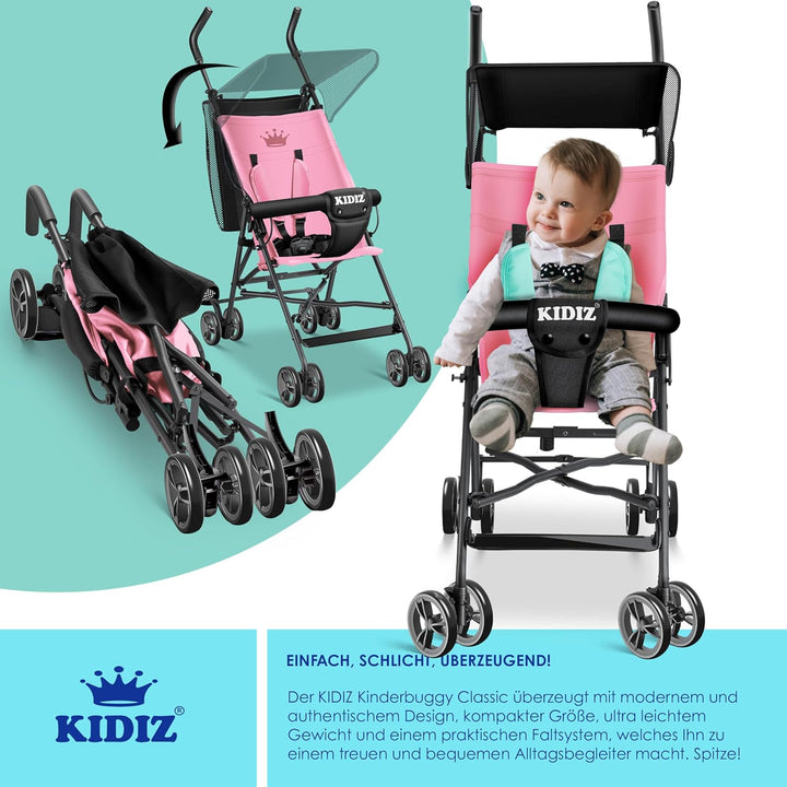 KIDIZ® Kinderwagen CITY Buggy Kinderbuggy klappbar Sportwagen Faltbar 360° 4-Zoll-Räder Inkl. Sonnen