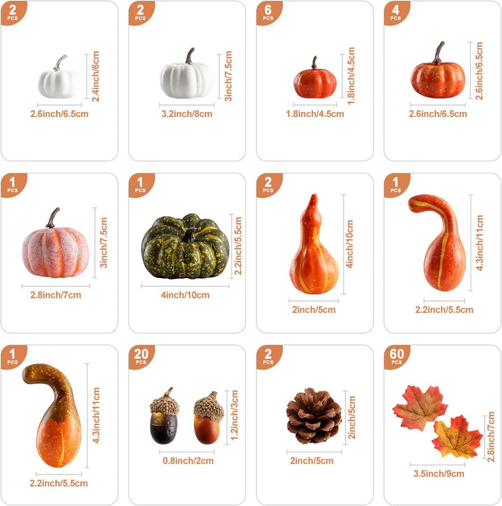 Benjia Kürbis Herbst Deko Dekoration Innen, Weiss und Gold Kürbisse Zierkürbisse Herbstdeko Herbstde
