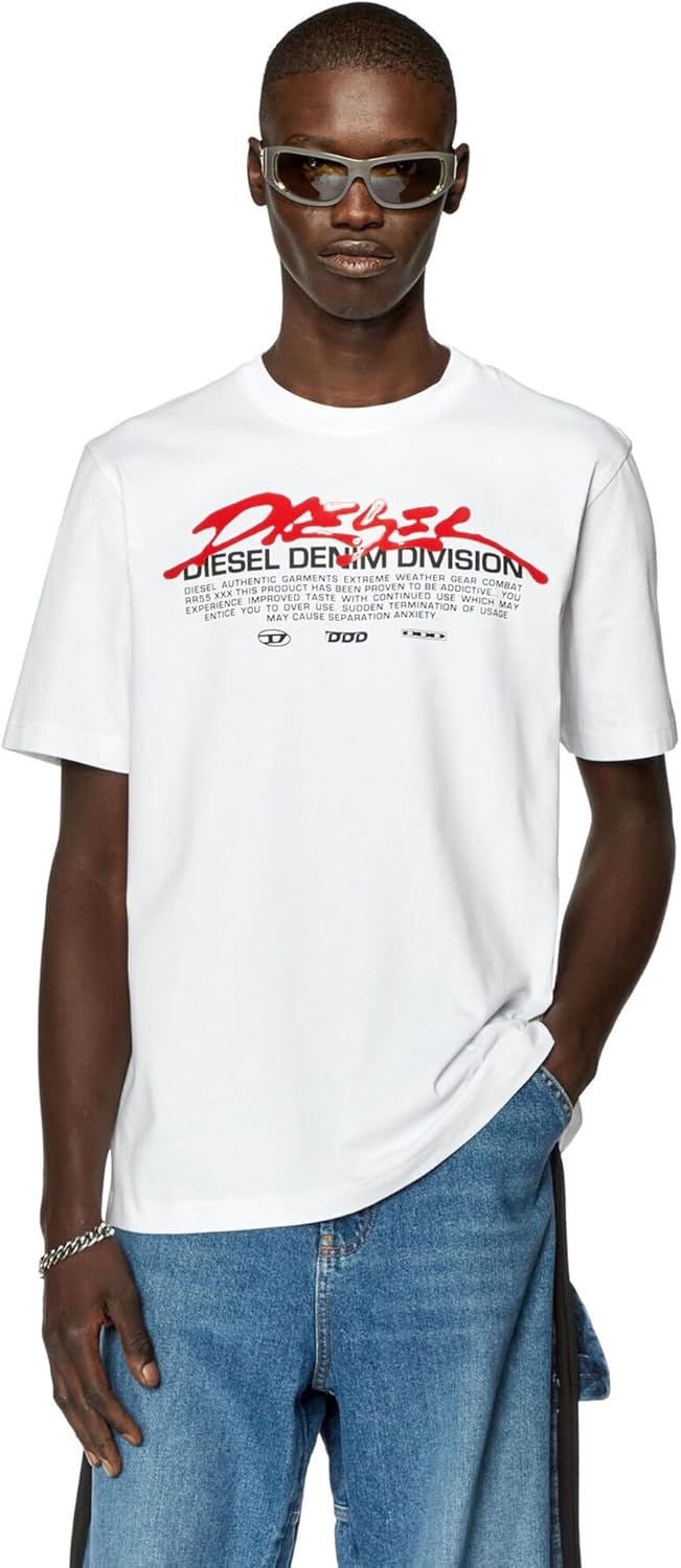 Diesel Herren T-Shirt L 100-0 Catm, L 100-0 Catm
