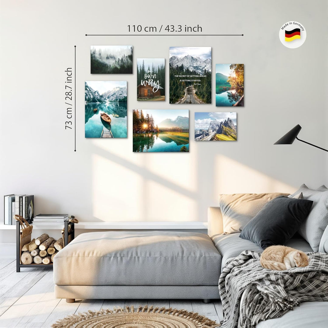 Novart Wandbilder Natur Berge Alpen - KOMPLETT AUFHÄNGFERTIG - See Landschaft Wohnzimmer Schlafzimme