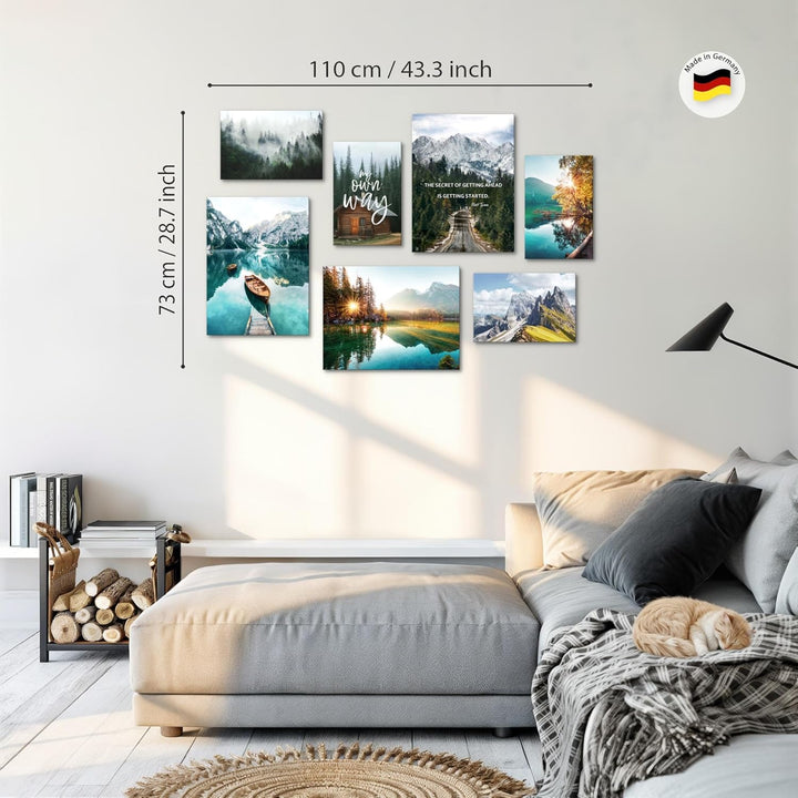 Novart Wandbilder Natur Berge Alpen - KOMPLETT AUFHÄNGFERTIG - See Landschaft Wohnzimmer Schlafzimme
