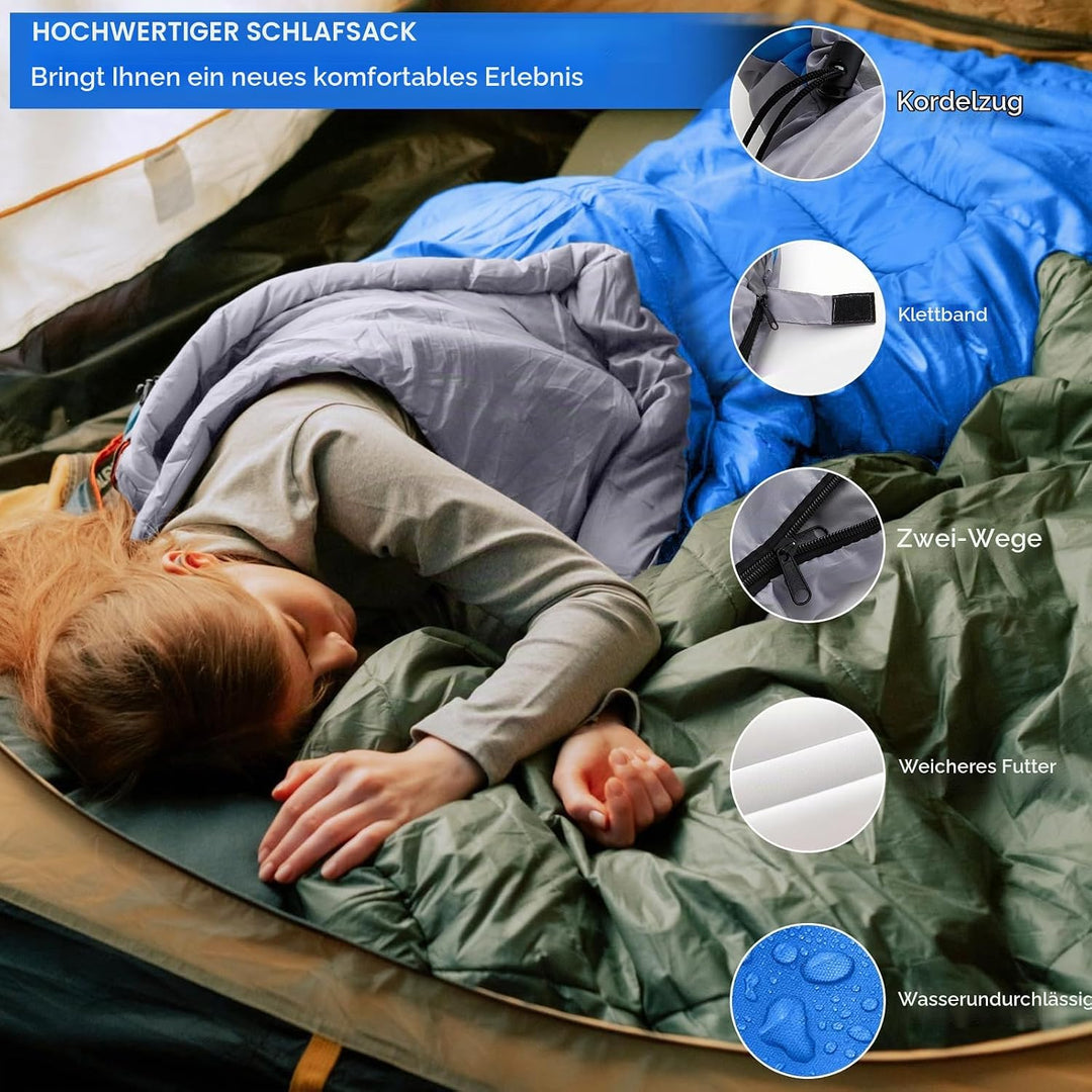 Schlafsack 3-4 Jahreszeiten - 220 x 85 cm Wasserdichter Leichter Deckenschlafsack, Schlafsack Winter
