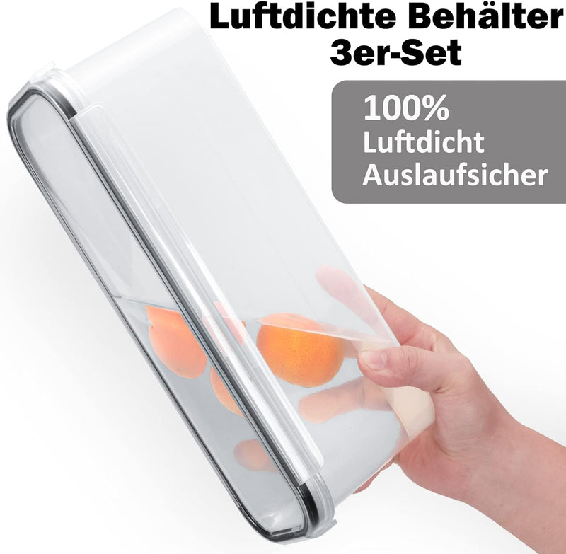 HRUISE Pasta Vorratsbehälter【3 Stück/Set】 2,3Liter Rechteckige Spaghetti Lange Nudel Aufbewahrungsbo