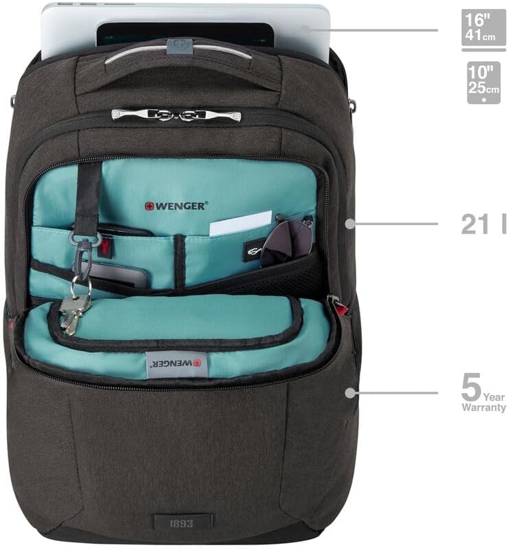 WENGER MX Professional Laptop-Rucksack, Notebook bis 16 Zoll, Tablet bis 10 Zoll, 21 l, Damen Herren