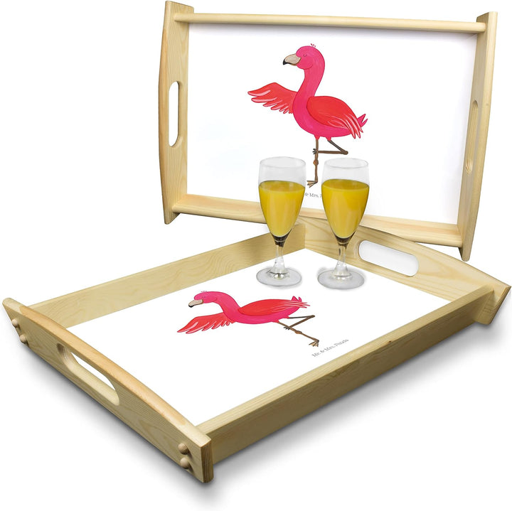 Mr. & Mrs. Panda serviertablett Holz Flamingo Yoga - Geschenk, Baum, betttablett, Vogel, Servier Tab
