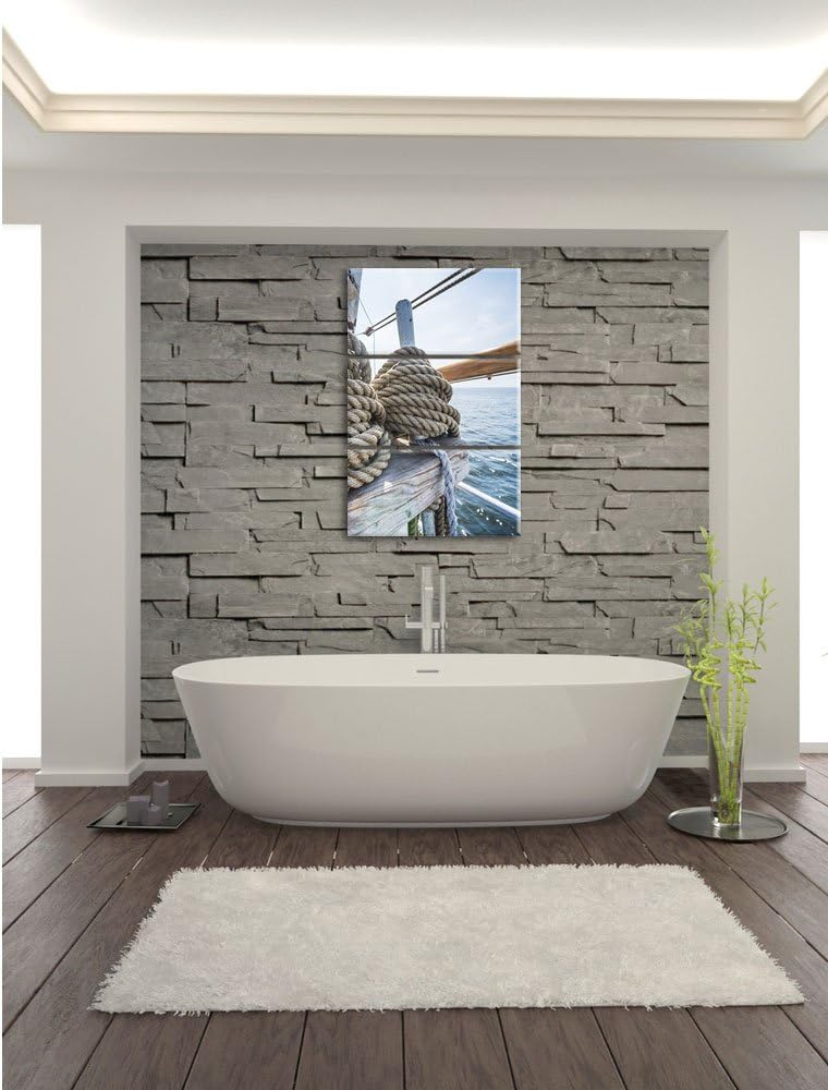 Pixxprint Tau Seil auf Schiff 3Teiler 120x80 cm Leinwandbild Wandbild Kunstdruck