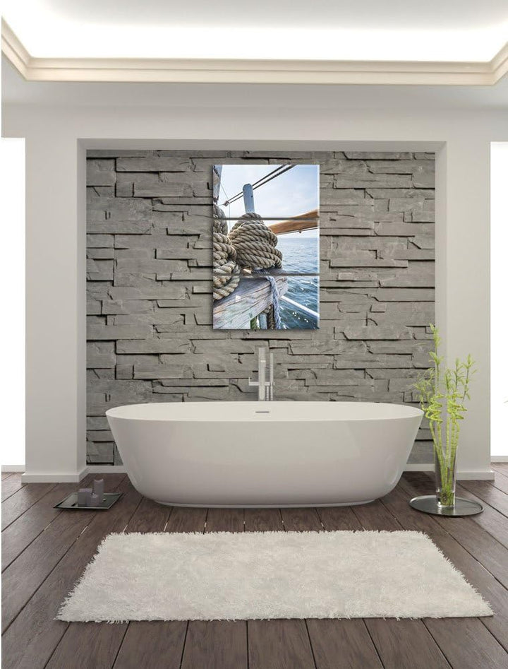 Pixxprint Tau Seil auf Schiff 3Teiler 120x80 cm Leinwandbild Wandbild Kunstdruck
