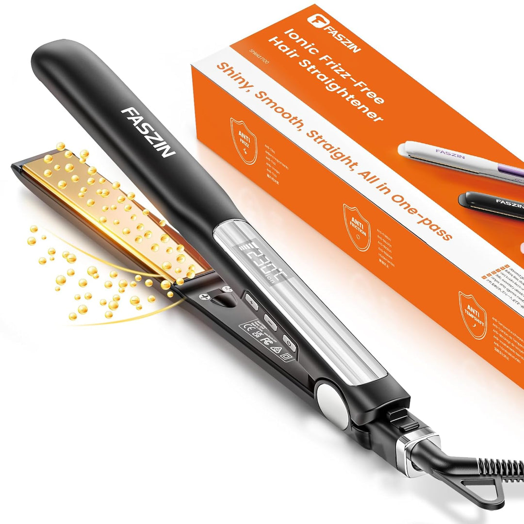 Faszin 2 in 1 Glätteisen Locken und Glätten, 20s Schnellaufheizung, Titanplatten Ionen Haarglätter f