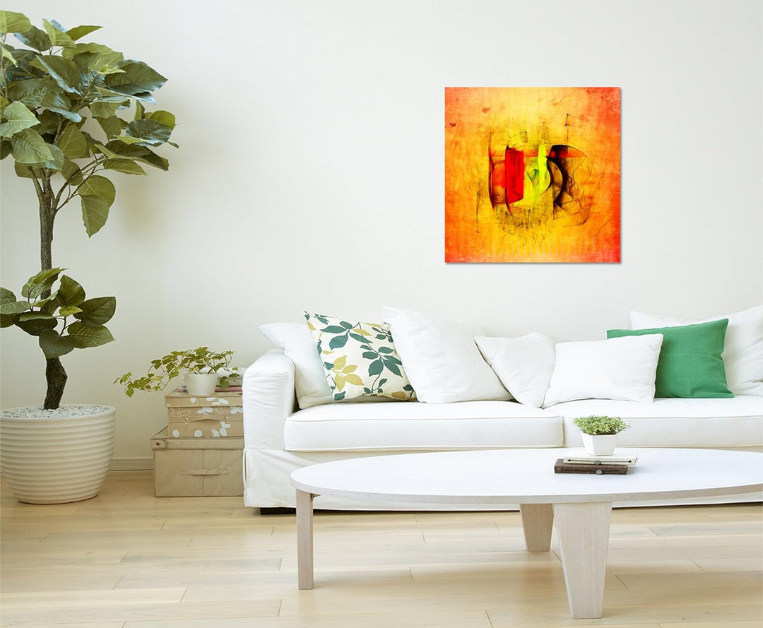 Paul Sinus Art Modernes Wandbild Abstrakt034_60x60cm Abstrakte Kunst Kunstdruck auf Leinwand Zeitlos