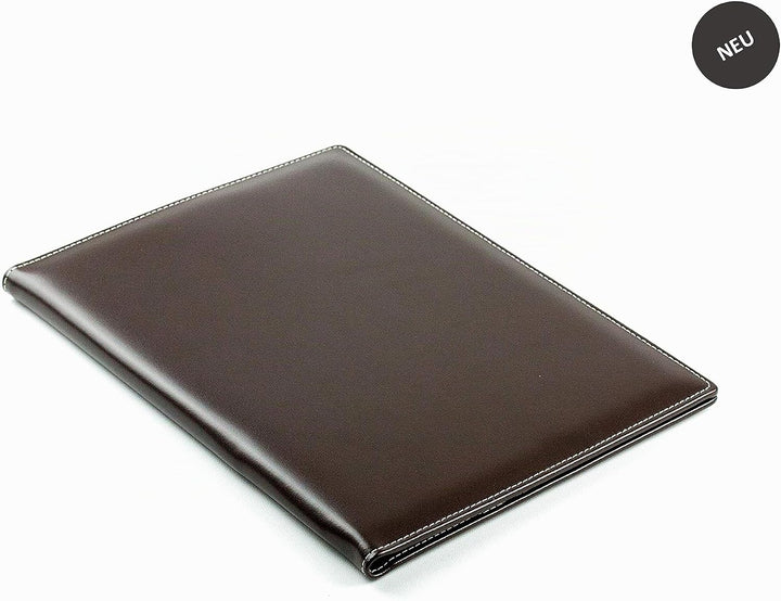DELMON VARONE - Personalisierbare Klemmbrett Mappe DIN A4 Cambridge Top Grain Leder Braun - Echtlede