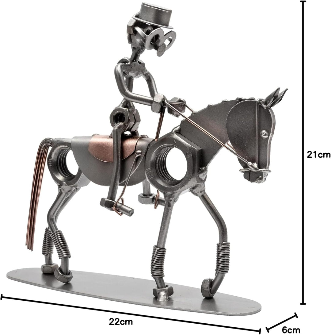 STEEMO Schraubenmännchen Dressur-Reiter Pferde-Geschenk Metall-Deko 22x6x21 cm