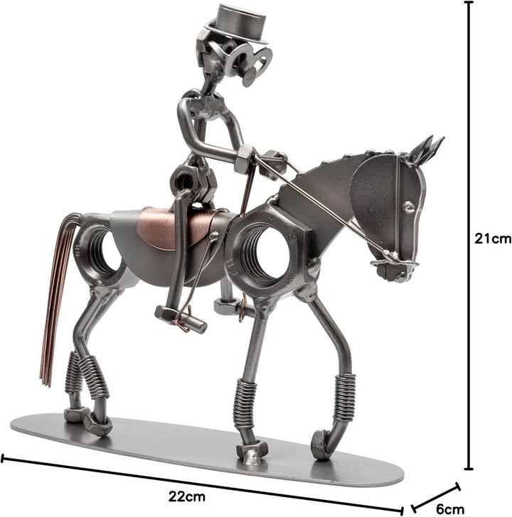 STEEMO Schraubenmännchen Dressur-Reiter Pferde-Geschenk Metall-Deko 22x6x21 cm