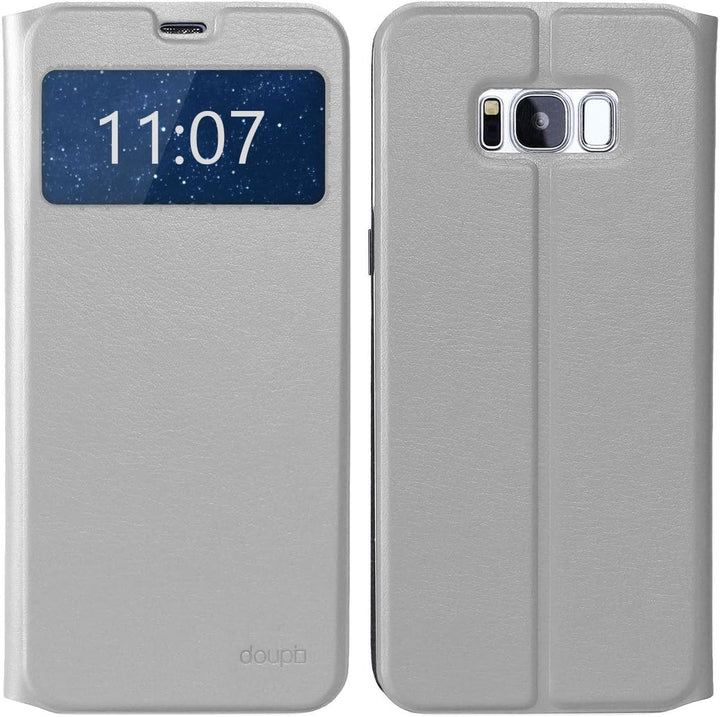 doupi FlipCase für Samsung Galaxy S8 Plus, Deluxe Schutzhülle mit Sichtfenster Magnet Verschluss Kla