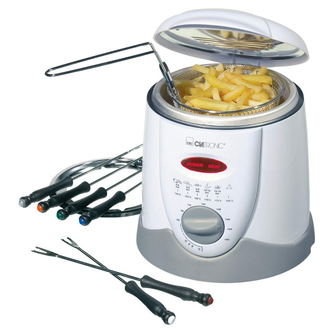 Clatronic Fondue-Fritteuse FFR 2916, 2in1 Benutzung, Bedienfeld mit Kontrolldisplay, 6 Fonduegabeln,