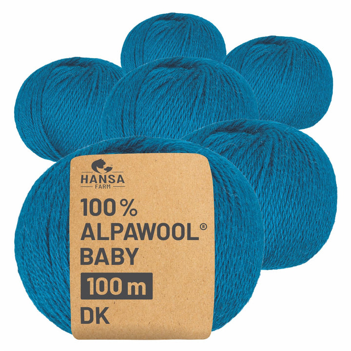 HANSA-FARM | 100% Baby Alpakawolle in 50+ Farben (kratzfrei) - 300g Set (6 x 50g) - weiche Alpaka Wo