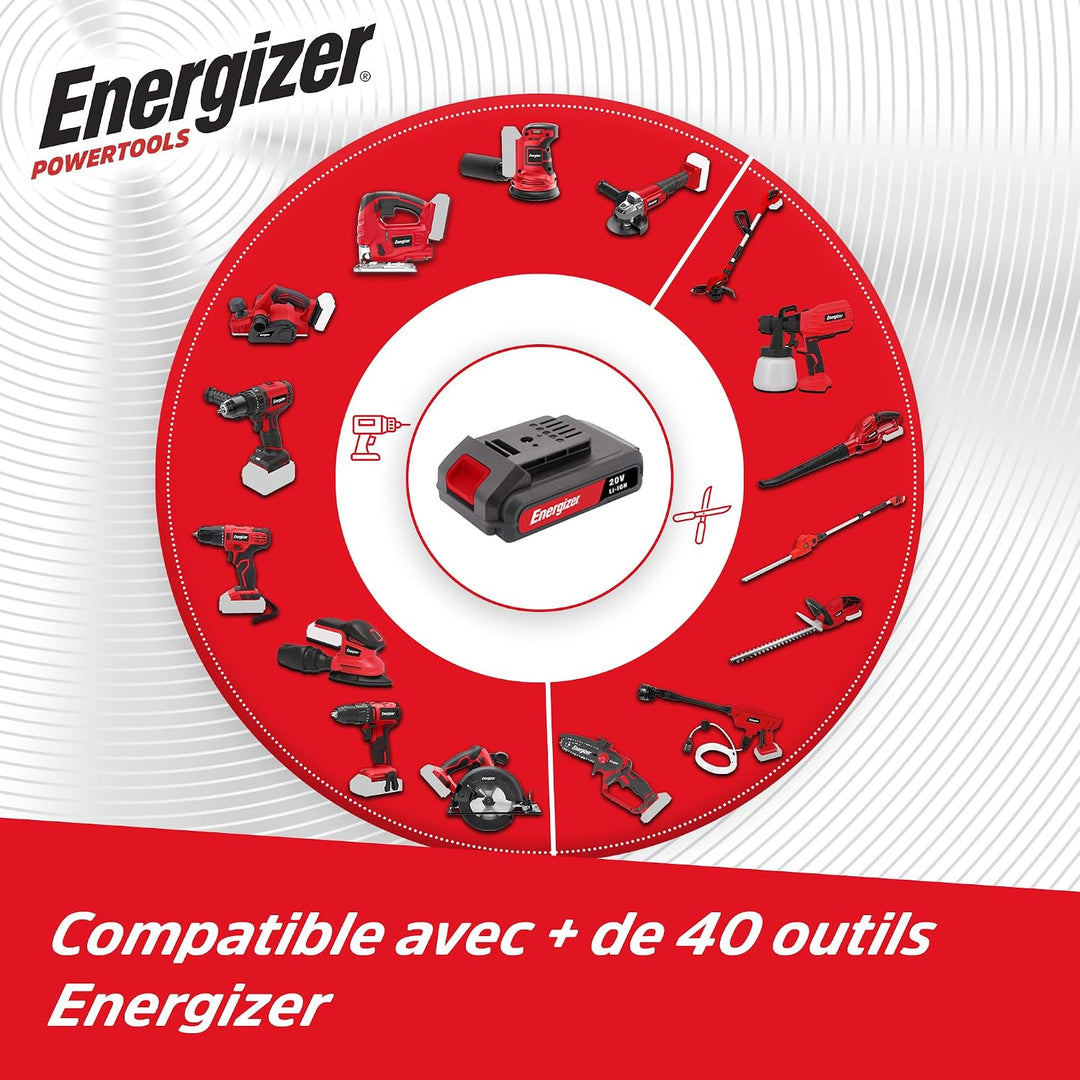 Energizer – Akku-Bohrschrauber 20V, ultraleicht, Drehmoment 40 Nm, 2 Geschwindigkeiten (1850 U/min),