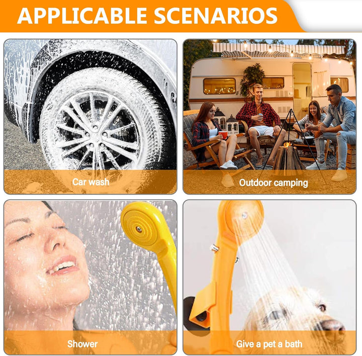 PORFOYO Campingdusche 12V, Tragbare Campingdusche Mit Pumpe, Camping Dusche Mobile Duschen Set Mit D