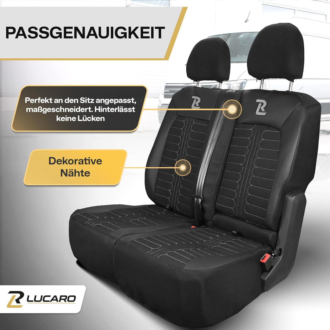 LUCARO Sitzbezüge Auto für Volkswagen Crafter 2, Man TGE 1+2 Grau Auto Sitzbezüge Man TGE, Volkswage