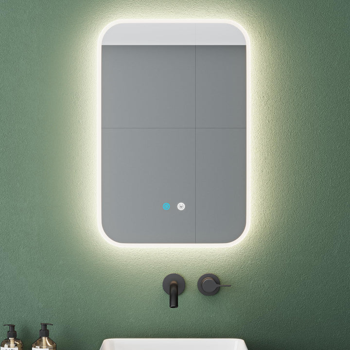 Mai & Mai Badspiegel mit LED Beleuchtung Wandspiegel 40x60cm Bad-Spiegel mit Touchschalter, Beschlag