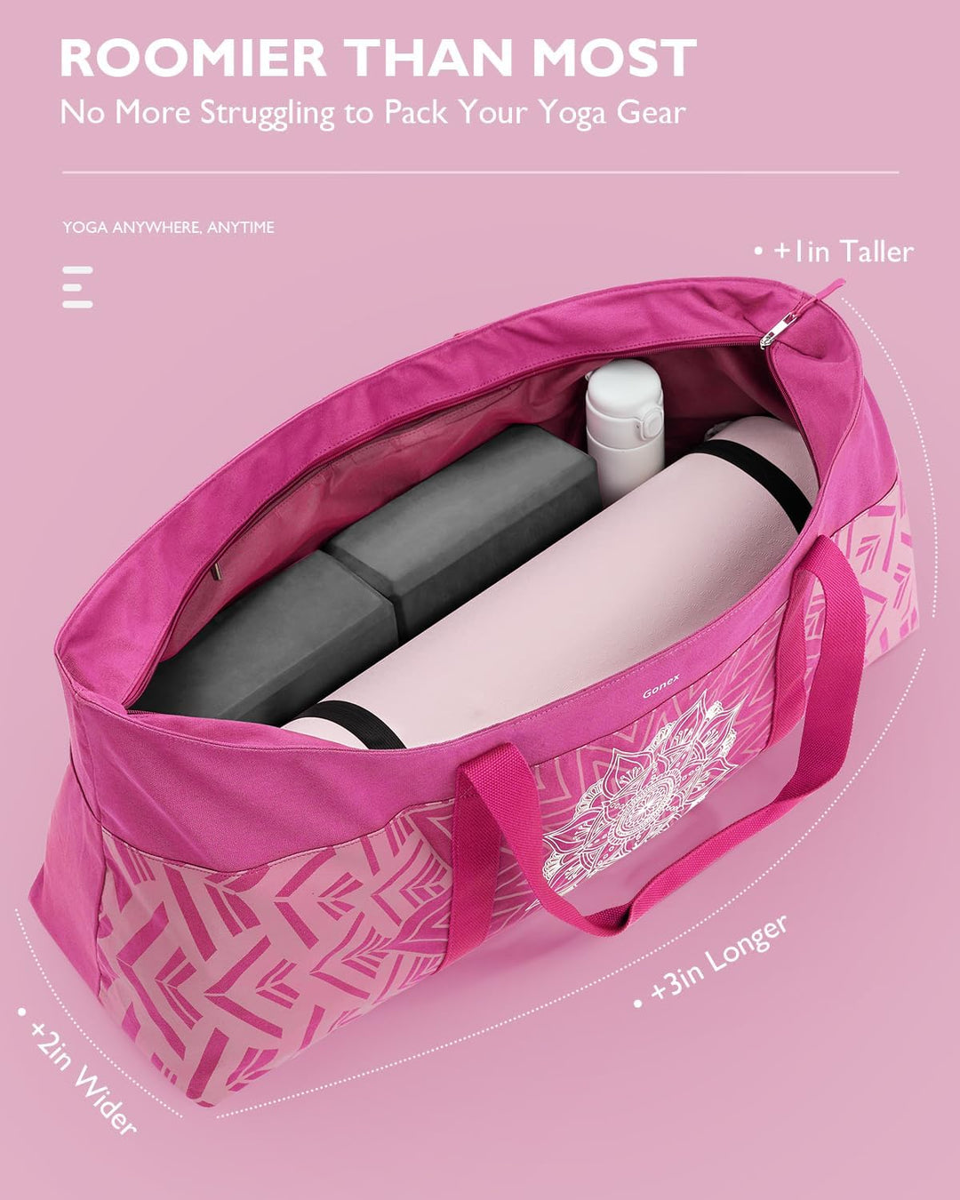 Gonex Yogatasche, Extra Grosse Canvas Sporttasche mit Wasserdichtem Fach & Metallreissverschluss, Fü