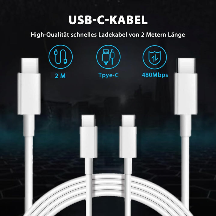 25W Schnellladegerät USB C, Netzteil Ladegerät, Ladestecker USB C Fast Charger Adapter mit 2m ladeka
