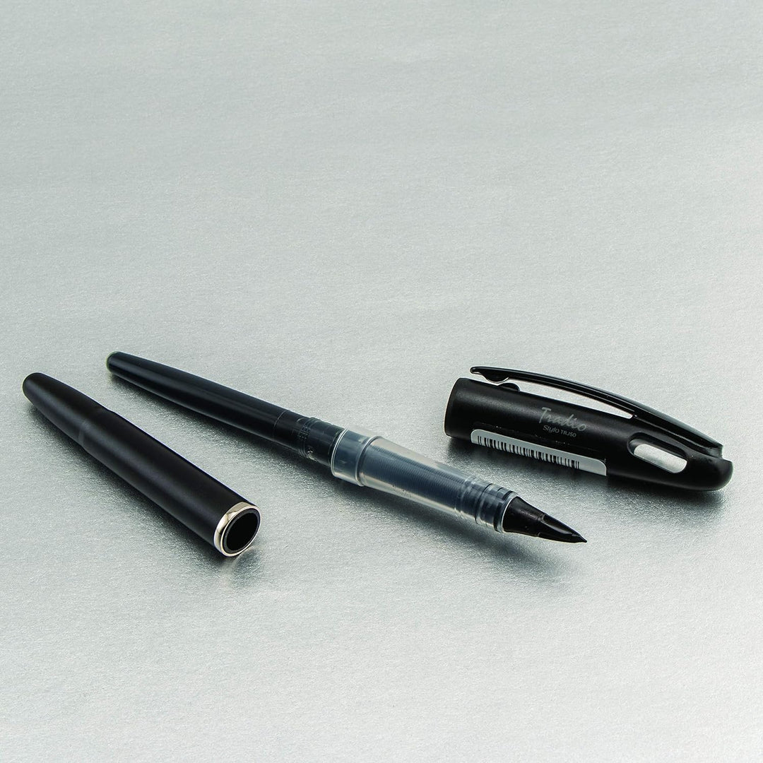 Pentel Tradio Füllfederhalter, Schreibfarbe Schwarz, Schwarz, 12 Stück Korpus schwarz matt, Korpus s