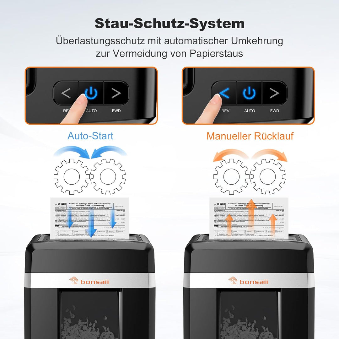 Bonsaii Aktenvernichter, P-4 Micro-Cut, mit automatischem 300-Blatt-Dokumenteneinzug, 60 Minuten Dau