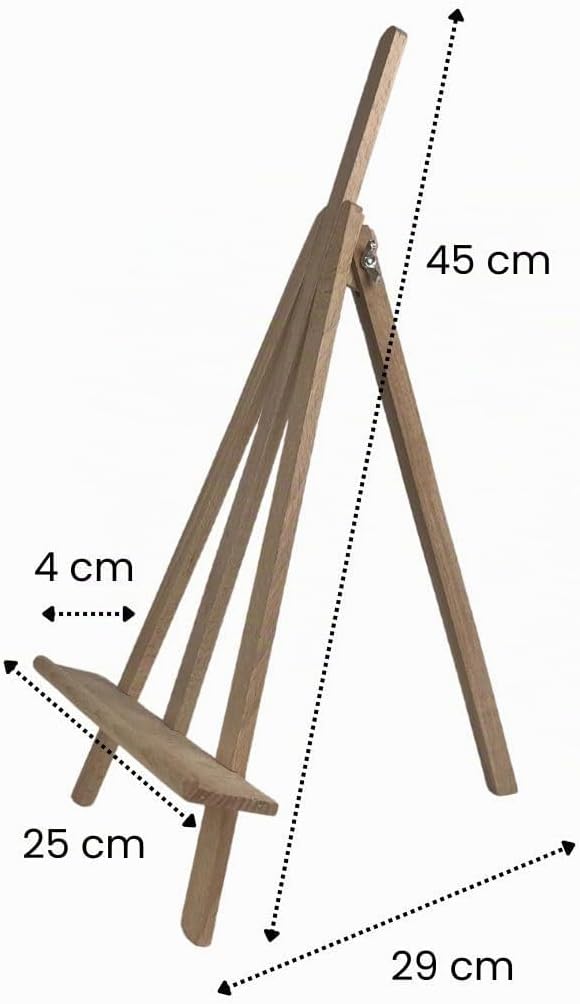 STANDSTAFFELEI Staffelei Dreifuss aus Holz - 45 cm Hoch - Mini Staffelei für Präsentation von Gemäld