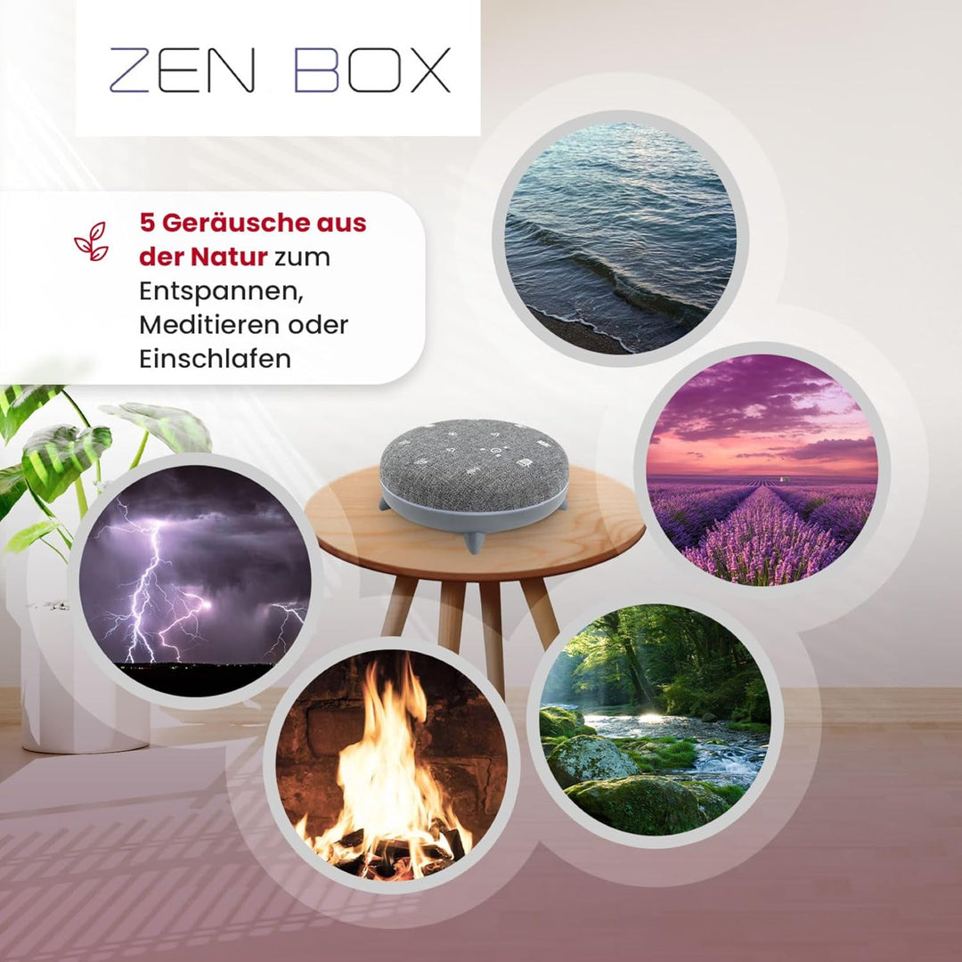 TERRAILLON - Zen Box, Entspannungshilfe, Geräuschmaschine, weiss, mit 7 beruhigenden Sounds, Streami