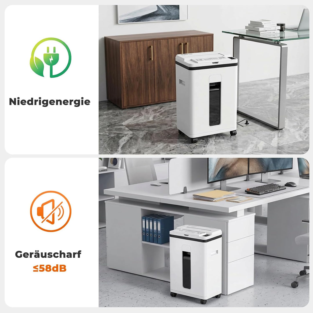200 Blatt Aktenvernichter P-5 Partikelschnitt Aktenvernichter, 7 Blatt manuell, 40 Min Dauerbetrieb,