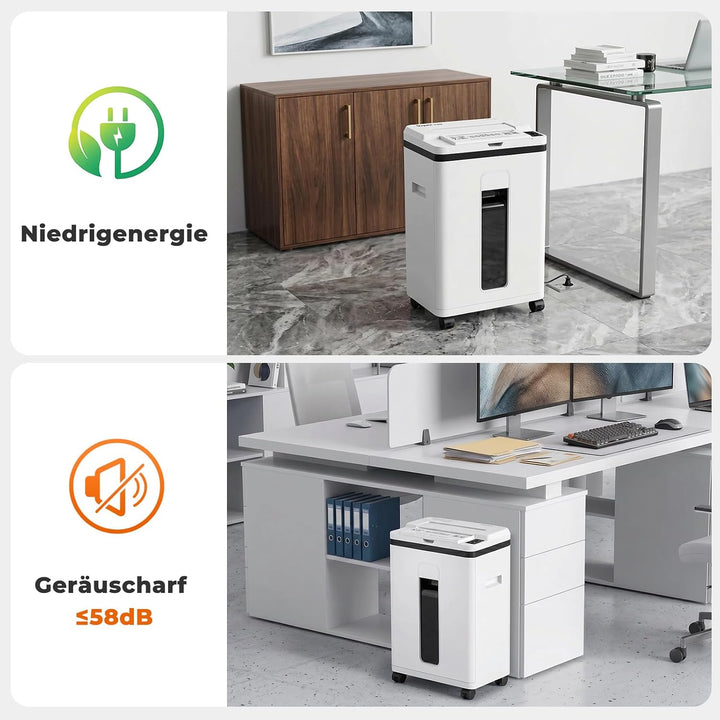 200 Blatt Aktenvernichter P-5 Partikelschnitt Aktenvernichter, 7 Blatt manuell, 40 Min Dauerbetrieb,