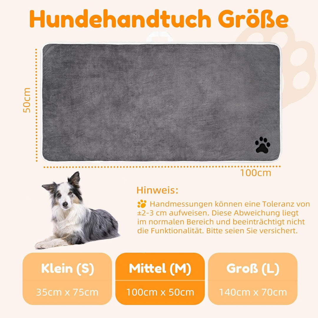 2er Set Hunde Handtuch extra saugfähig, Hundehandtücher aus Mikrofaser, Weich, Langlebig und Schnell