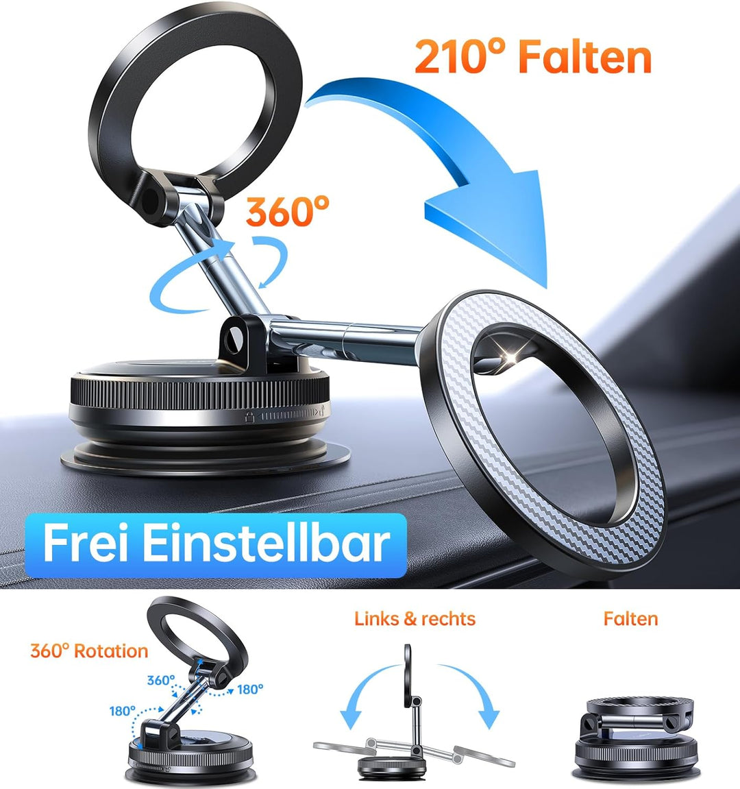 Coolpow Upgrade Vakuum Handyhalterung Auto Magnet, 2.0 Magsafe Autohalterung [Starker Saugnapf & 280
