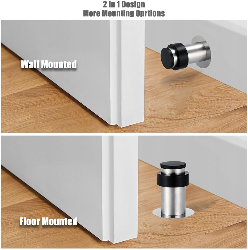 8er Selbstklebender Türstopper, Türstopper zum Schrauben - Montage am Boden oder an der Wand - Edels