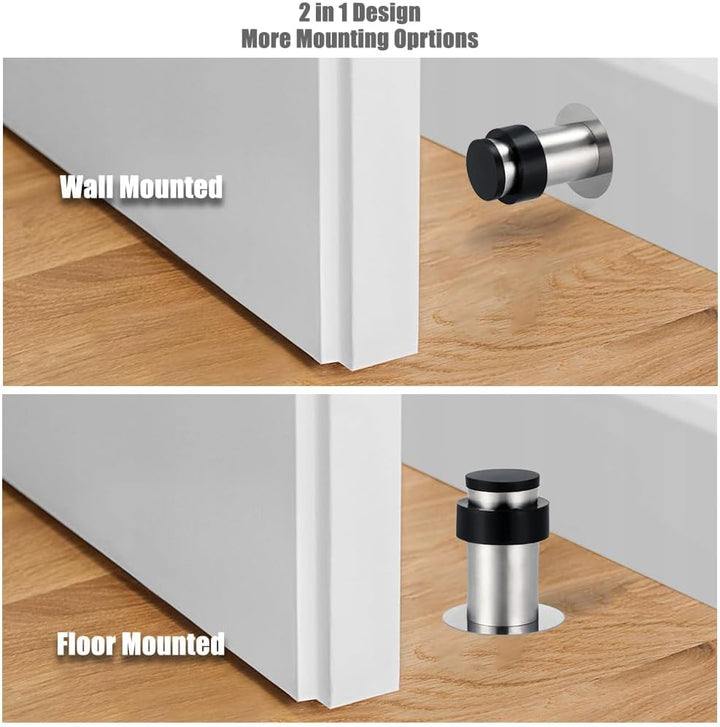 8er Selbstklebender Türstopper, Türstopper zum Schrauben - Montage am Boden oder an der Wand - Edels