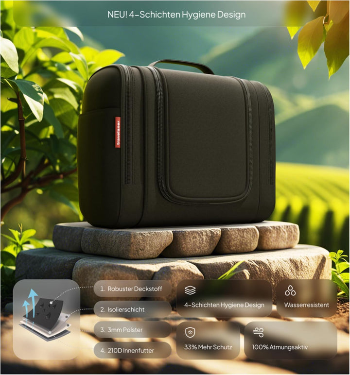 Travelaner® Kulturbeutel Design 2026, 3-in-1 Kulturtasche zum Aufhängen mit 7 Liter Stauraum für Dam
