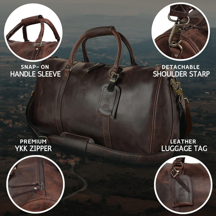 Rustic Town gross Leder Reisetasche - Carry On Vintage Umhängetasche Duffel Bag Weekender Tasche für