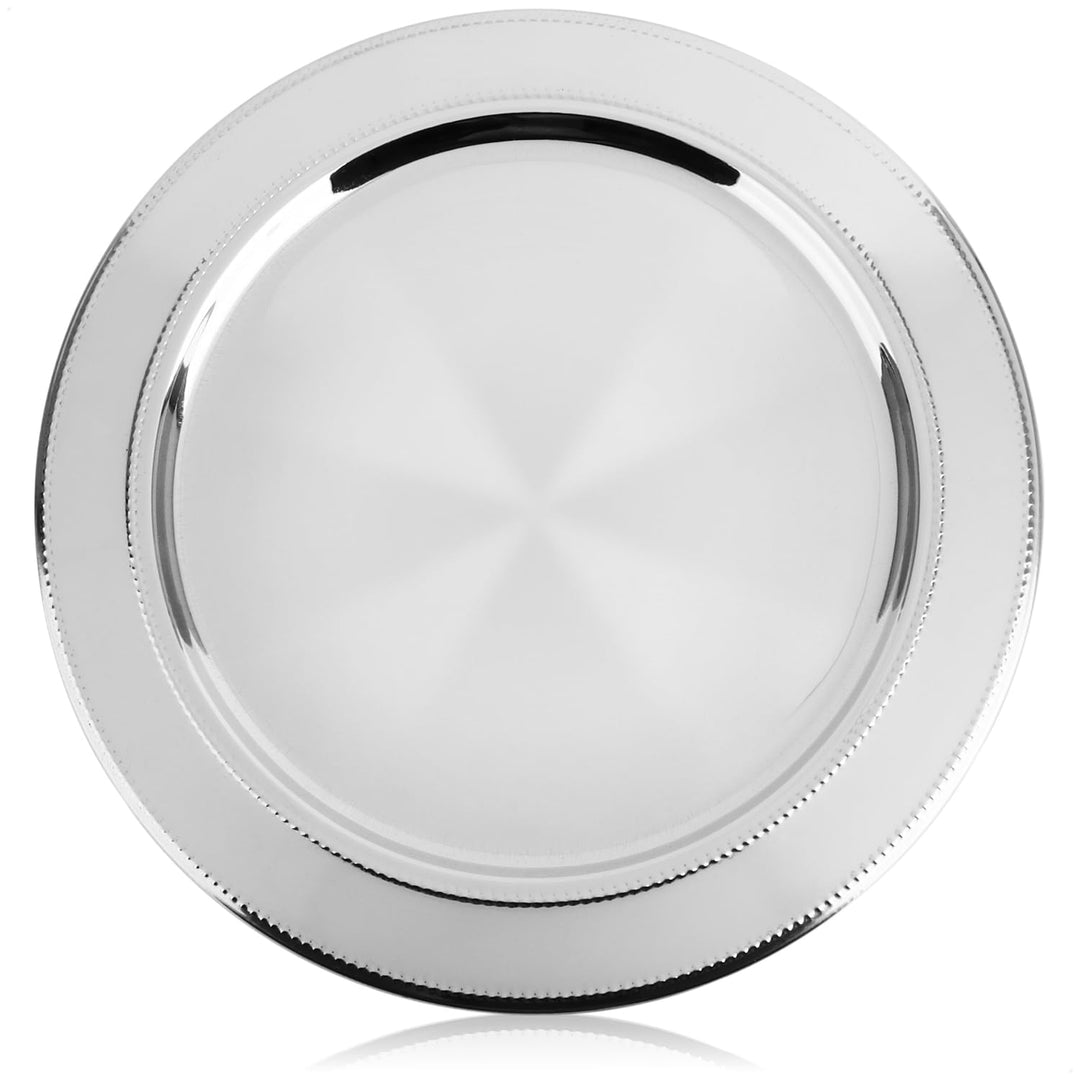 com-four® Servierplatte - Dekoteller aus Edelstahl Ø 33 cm - rundes Tablett zum Servieren und Dekori