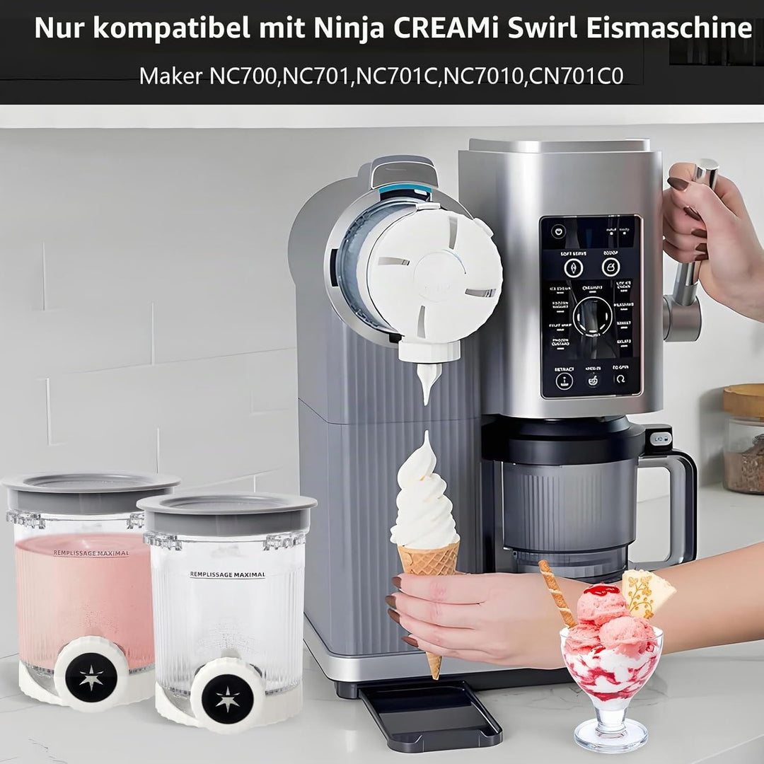 4er-Ninja Creami Swirl - Pack Behälter für Ninja Creami Swirl Pints und Deckel, Eisbehälter Ko