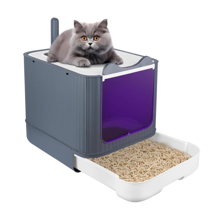 OHMG Selbstreinigende Katzentoilette,Katzenklo Selbstreinigend,Geruchsbeseitigung,Geschlossen Grosse