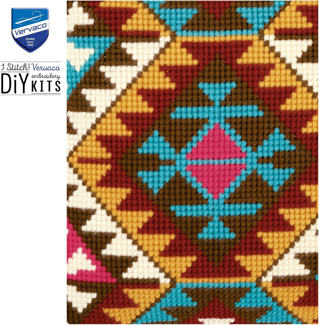 Vervaco Ethnisches Design Kreuzstichkissen/Stickkissen vorgedruckt, Baumwolle, Mehrfarbig, 40 x 40 x