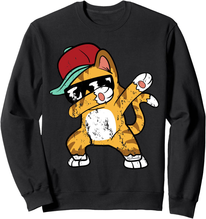 Cooles Retro Vintage Grunge Style Dabbing Dab Katzen Fun Sweatshirt