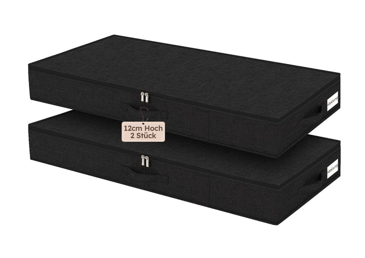 JUPELI Unterbett Aufbewahrungsbox 80×40×12 cm – faltbare Unterbettkommode aus Stoff mit Reissverschl