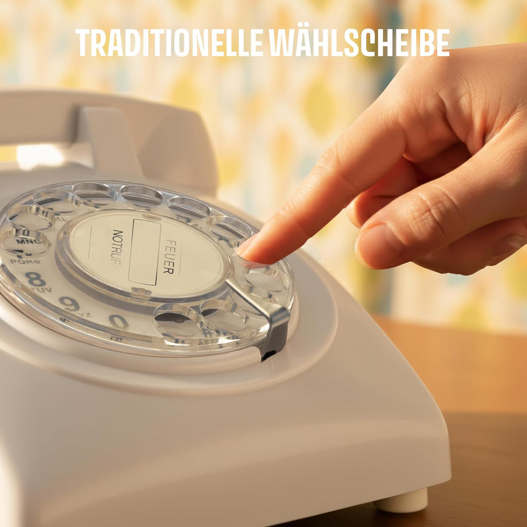 Opis Technology 60s Cable Retro Telefon mit Wählscheibe – Klassisches Festnetztelefon, mechanische M