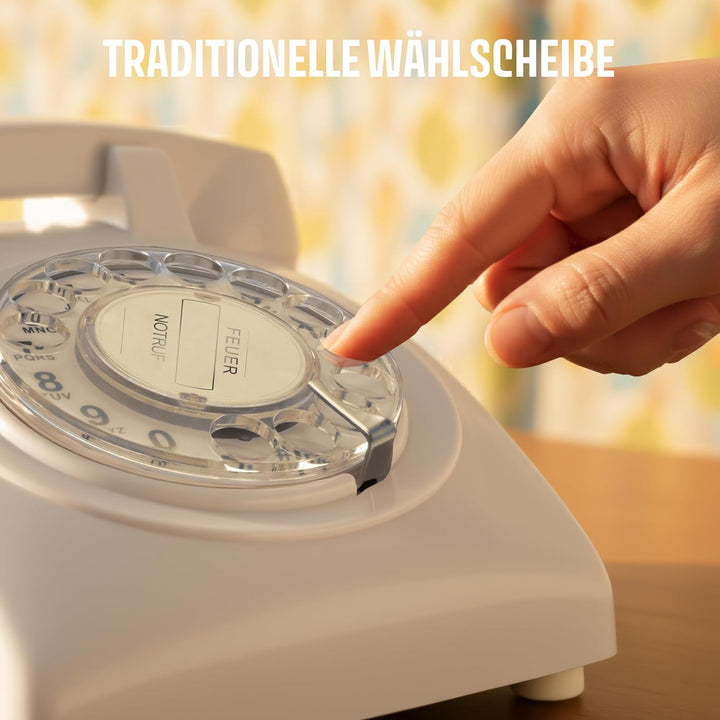 Opis Technology 60s Cable Retro Telefon mit Wählscheibe – Klassisches Festnetztelefon, mechanische M